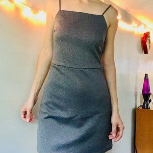 90s Vintage Gray Spaghetti Strap Backless Cocktail Clubbing Mini Dress Size XS